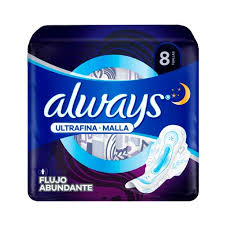 TOALLAS SANITARIAS ALWAYS NOCHE ULTRAFINA X 8 UND